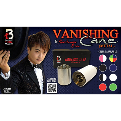 Vanishing Cane (Metal / White) by Handsome Criss and Taiwan Ben Magic - Tricks