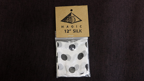 Silk 12" (White on Black Polka Dots) by Pyramid Gold Magic