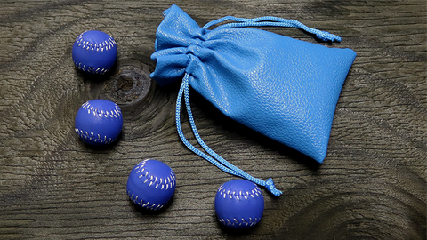 Set of 4 Leather Balls for Cups and Balls (Blue) by Leo Smetsers - Trick
