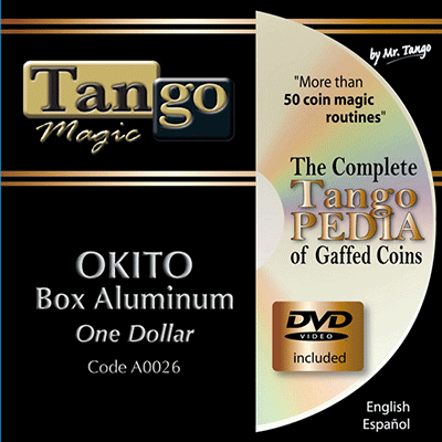 Okito Coin Box (Aluminum w/DVD)(A0026) One Dollar by Tango Magic - Tricks